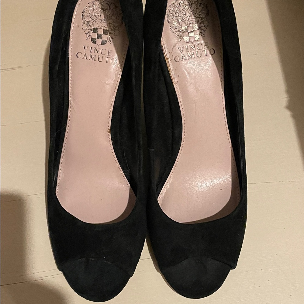Vince Camuto Black Peep-Toe Heels